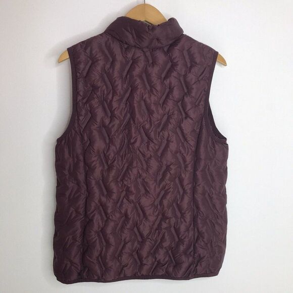 Tangerine Womens Puffer Vest Maroon Full Zip Packable Pockets Active Wear Medium - Picture 6 of 12